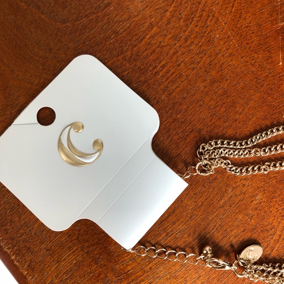 NWT Charming Charlie Gold Layered Coral Bead Bar Necklace - Picture 5 of 6